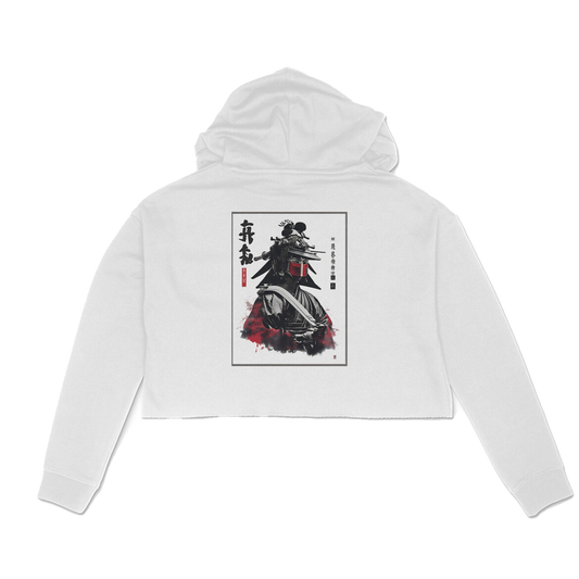 BeBop //Ronin// White Crop Hoodie